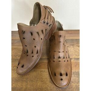 Musse & Cloud Coolise‎ Women's Booties Brown 7 Laser Cut Embossed Leather